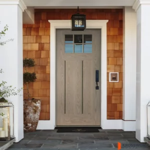 Pinnacle Craftsman 6-lite fiberglass exterior door with glass panels