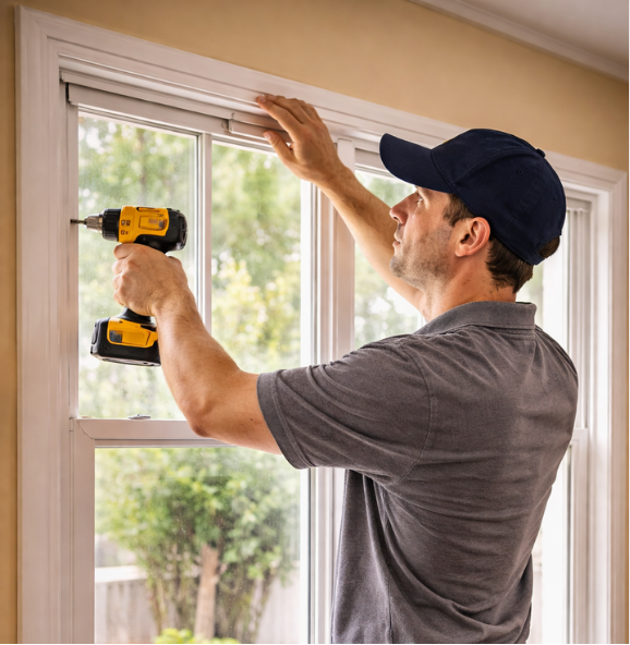 Man installing a window in York County