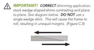 A diagram showing how to properly use a shim 