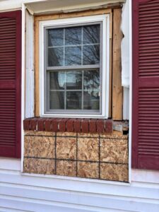 A poorly installed window and frame. 